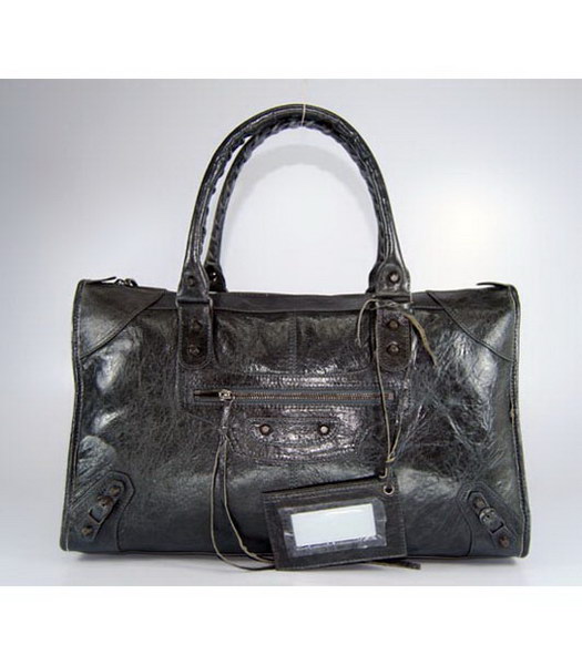 Balenciaga Weekender Borsa grande in Grigio Scuro agnello